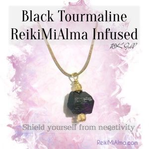 Black Tourmaline Reiki Infused 18KGold Necklaces